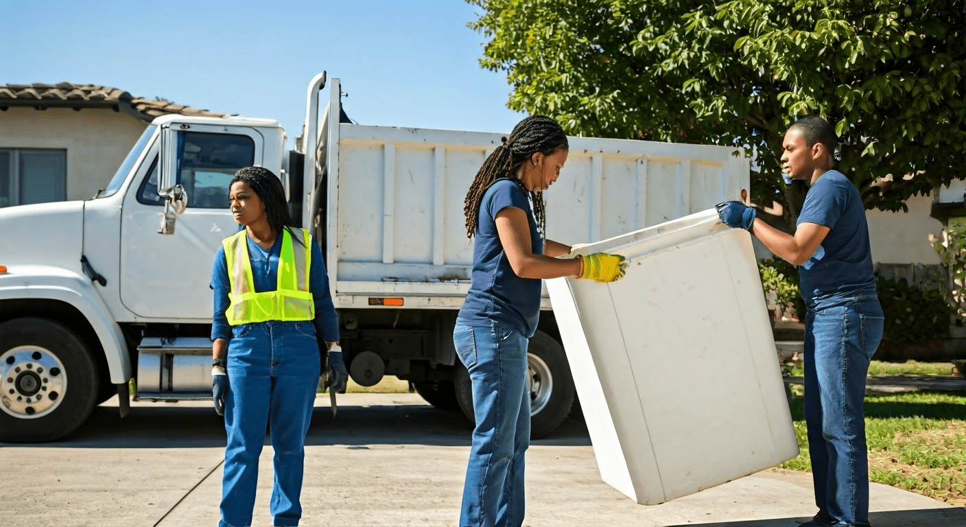 Junk removal team at work