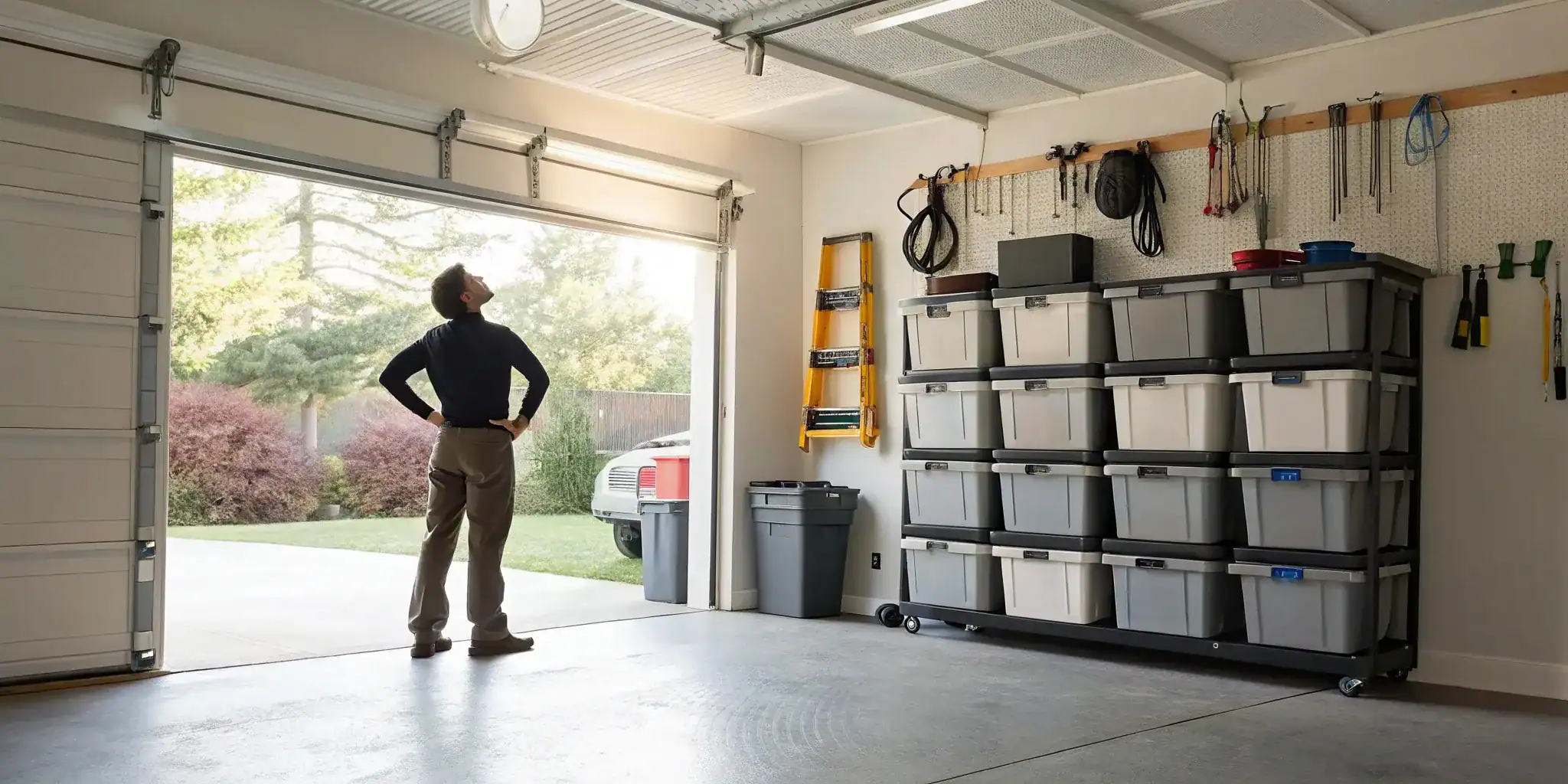 Clean, organized garage ready for a DIY cleanout.