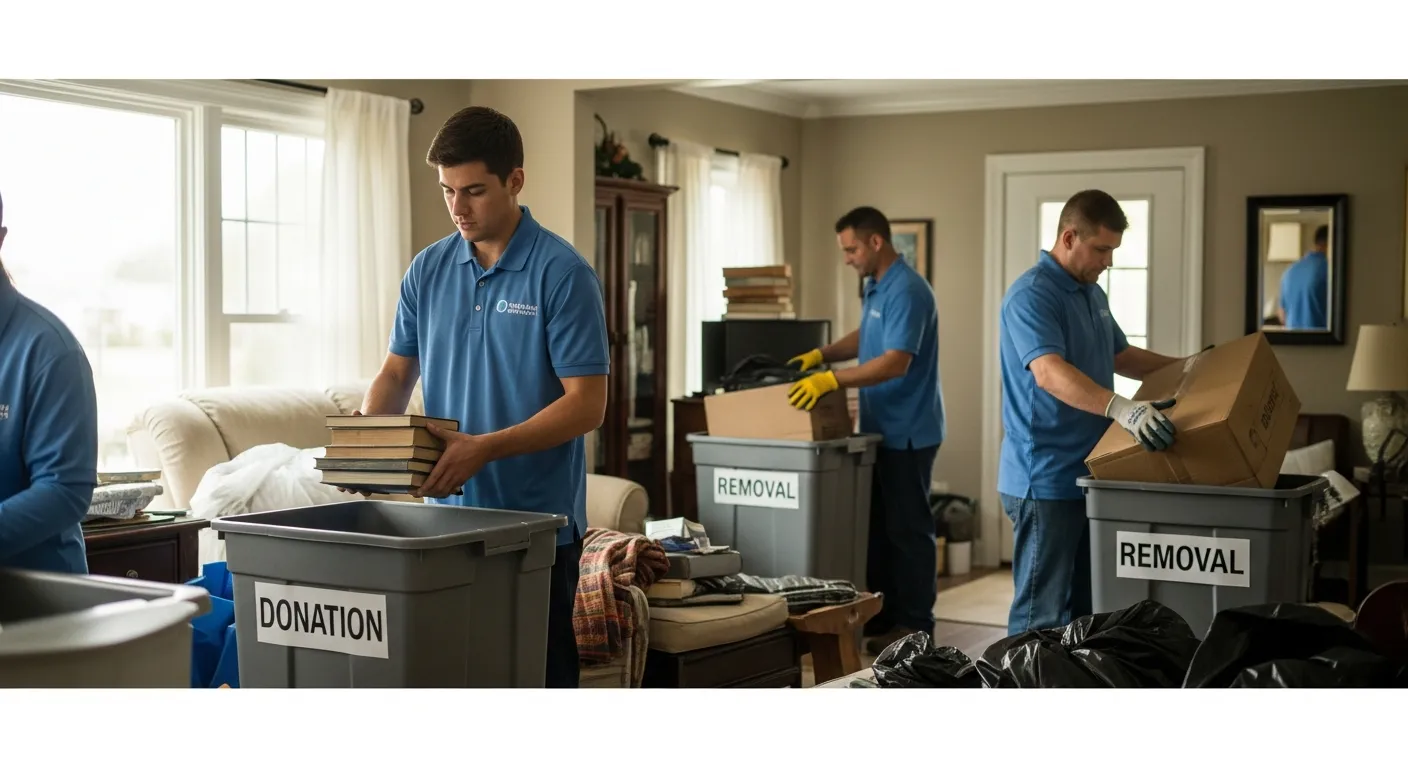 Professional hoarding cleanup crew compassionately clearing a cluttered home in Orange County