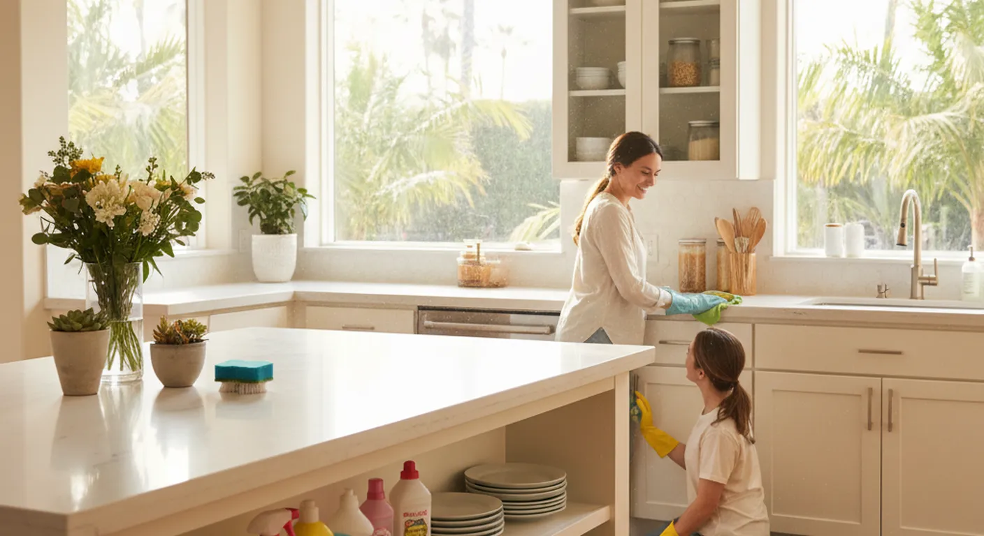 Modern kitchen deep cleaning during spring cleaning in Southern California