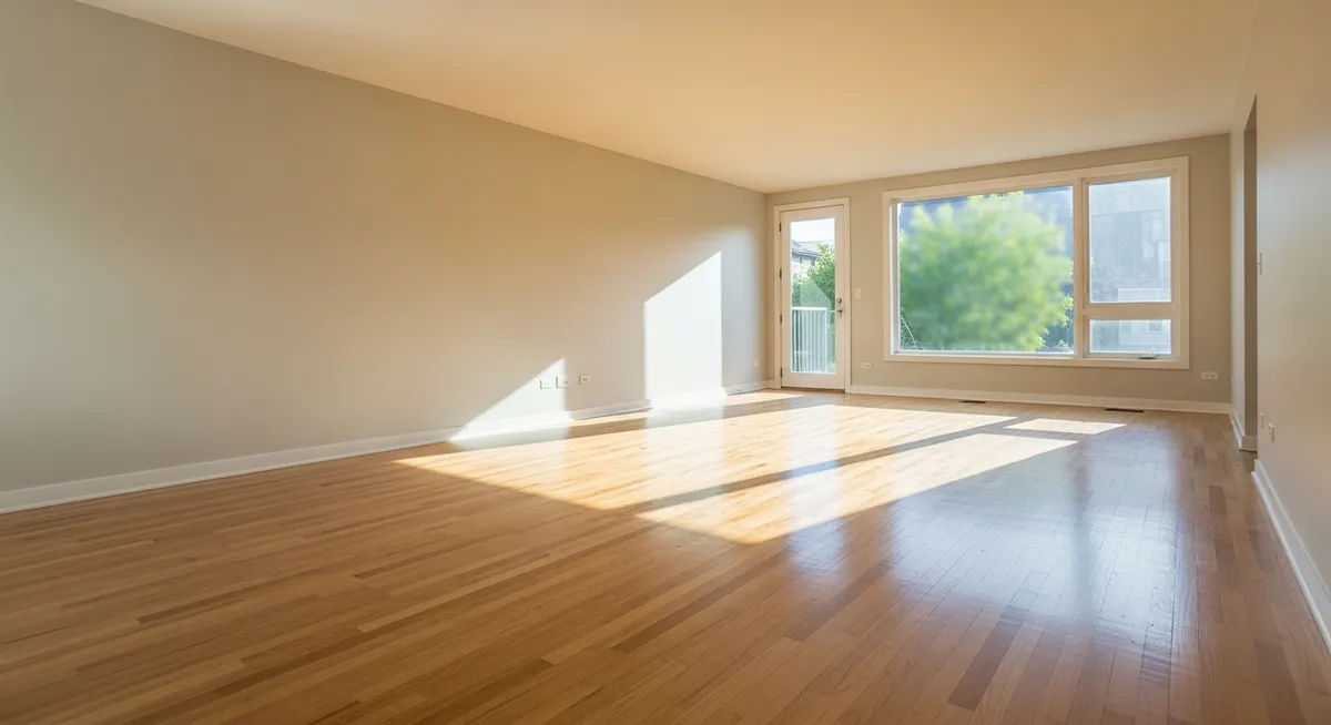 Empty clean living room after junk removal, ready for move-out